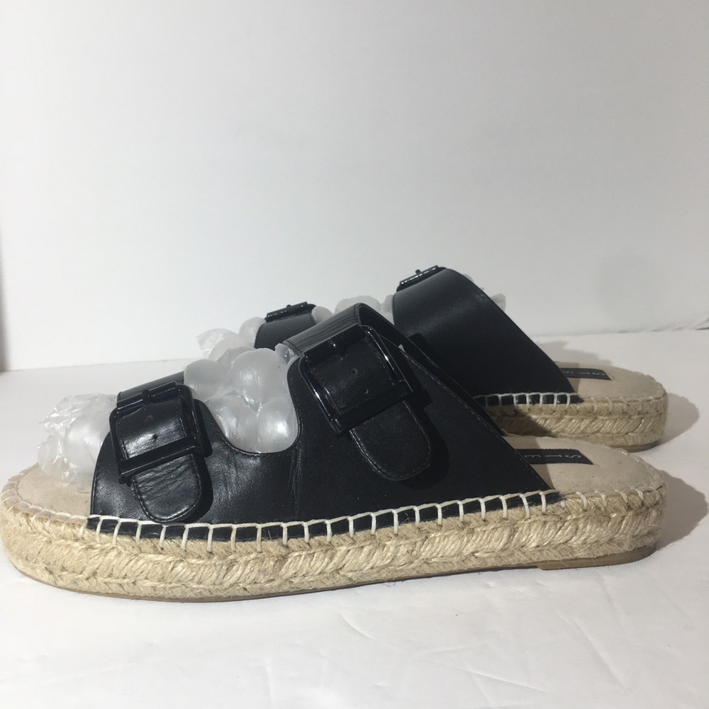 Steven by Steve Madden Lapis Black Leather platform flip flop sandals womans 9.5 - Picture 4 of 12